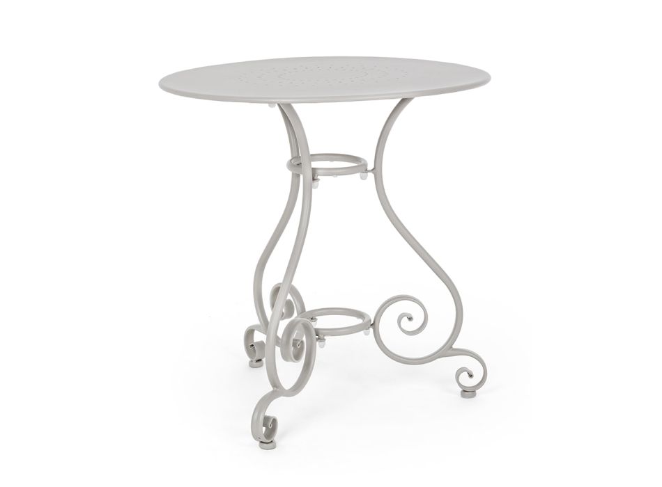 Mesa de jardín redonda estilo Shabby Chich en acero pintado - Enchantment Viadurini