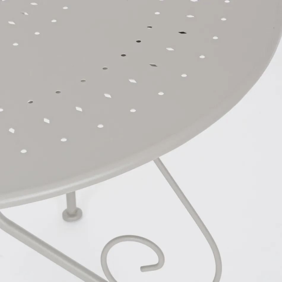 Mesa de jardín redonda estilo Shabby Chich en acero pintado - Enchantment Viadurini