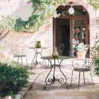 Mesa de jardín redonda estilo Shabby Chich en acero pintado - Enchantment Viadurini