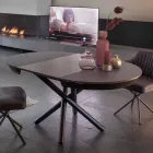 Mesa de comedor redonda extensible a 165 cm con tapa de cerámica - Pistolero Viadurini