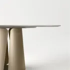 Mesa de comedor redonda con tablero de cerámica, fabricada en Italia - Caleido Viadurini