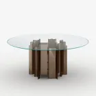 Mesa de comedor redonda de cristal extratransparente, fabricada en Italia - Duna Viadurini