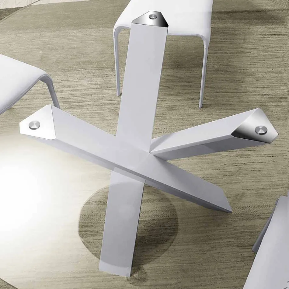 Mesa redonda de diseño d.120 superior de cristal realizada en Italia Cristal Viadurini