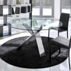 Mesa redonda de diseño d.130 con tapa de cristal realizada en Italia Cristal Viadurini