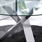Mesa redonda de diseño d.130 con tapa de cristal realizada en Italia Cristal Viadurini