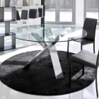 Mesa redonda de diseño d.160 con tapa de cristal fabricada en Italia Cristal Viadurini