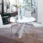 Mesa redonda de diseño d.160 con tapa de cristal fabricada en Italia Cristal Viadurini