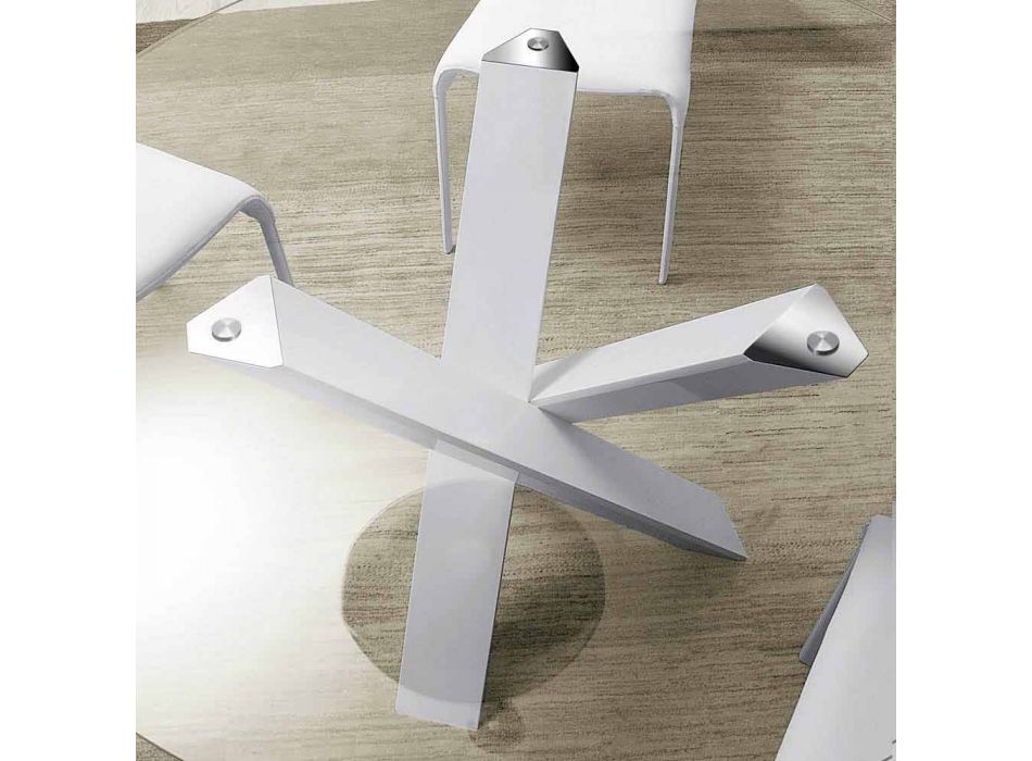Mesa redonda de diseño d.160 con tapa de cristal fabricada en Italia Cristal Viadurini
