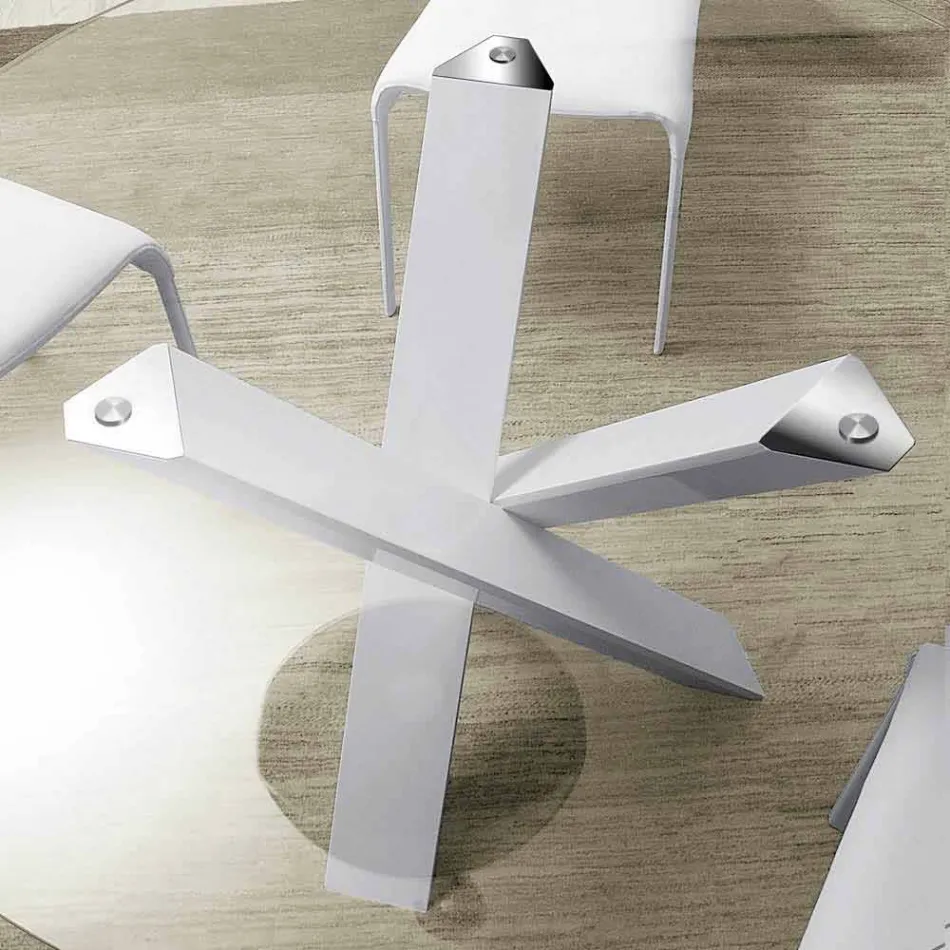 Mesa redonda de diseño d.160 con tapa de cristal fabricada en Italia Cristal Viadurini