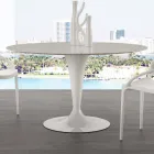 Mesa redonda de 120 cm de diámetro con tapa de mármol blanco de Carrara Rimini Viadurini