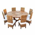 Mesa redonda Real Table en teca y madera maciza para uso en exteriores Viadurini