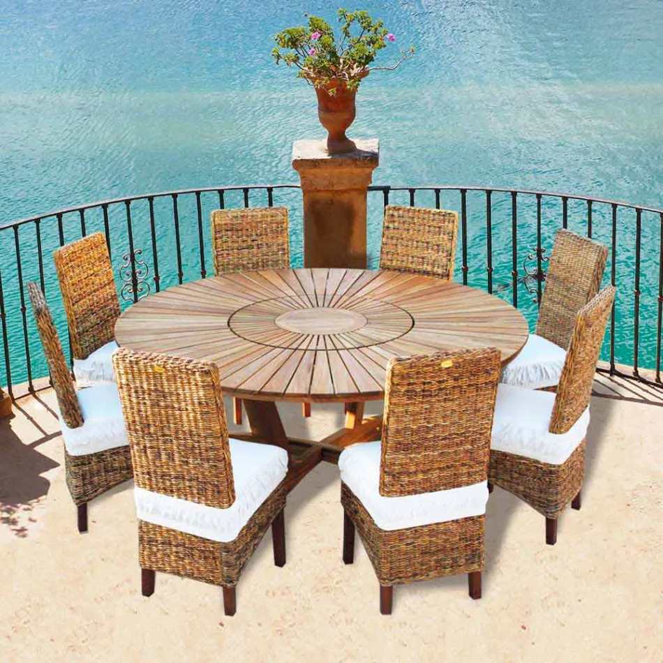 Mesa redonda en teca y madera maciza Real Table Viadurini