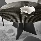 Mesa redonda de cristal con franjas plateadas en la parte posterior, disponible en dos tamaños y fabricada en Italia - Armon Viadurini