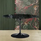 Eero Saarine Mesa Tulip H 73 con Tapa Redonda en Mármol Verde Alpi Viadurini