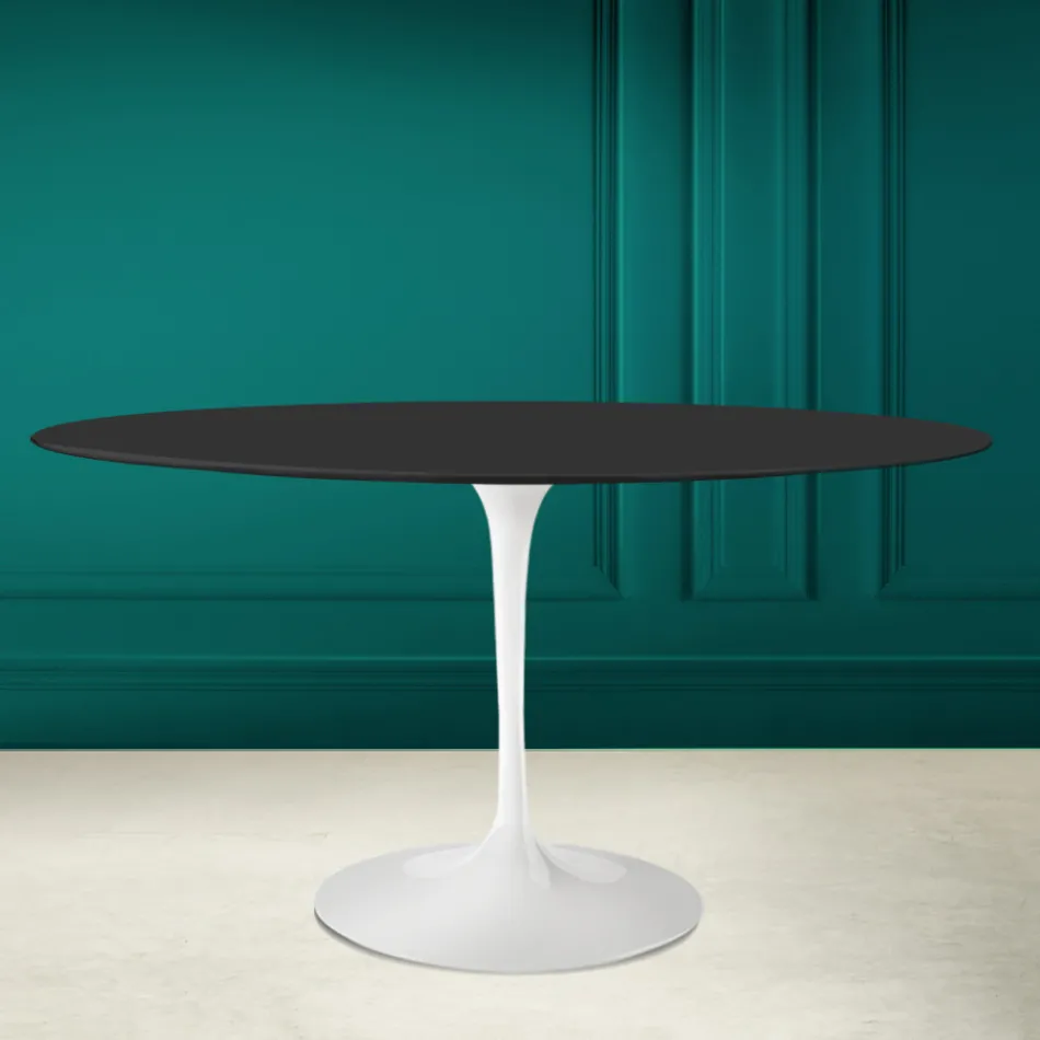Mesa Tulip Eero Saarine H 73 Ovalada en Cerámica Noir Soft Made in Italy - Escarlata Viadurini