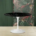 Eero Saarinen Mesa Tulip H 73 con Tapa de Mármol Marquinia Negro Made in Italy - Escarlata Viadurini
