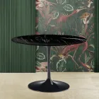 Eero Saarinen Mesa Tulip H 73 con Tapa de Mármol Marquinia Negro Made in Italy - Escarlata Viadurini