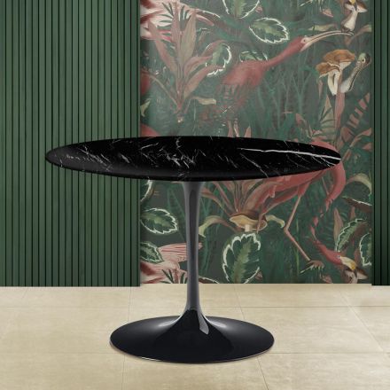 Mesa Eero Saarinen Tulip Alt. 73 con tablero de mármol negro Marquinia Made in Italy - Escarlata Viadurini