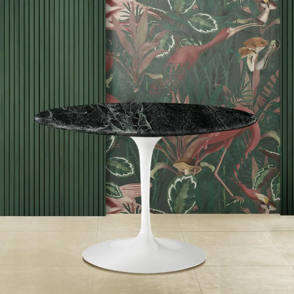 Eero Saarinen Mesa Tulip H 73 con Tapa de Mármol Verde Alpi Made in Italy - Escarlata Viadurini