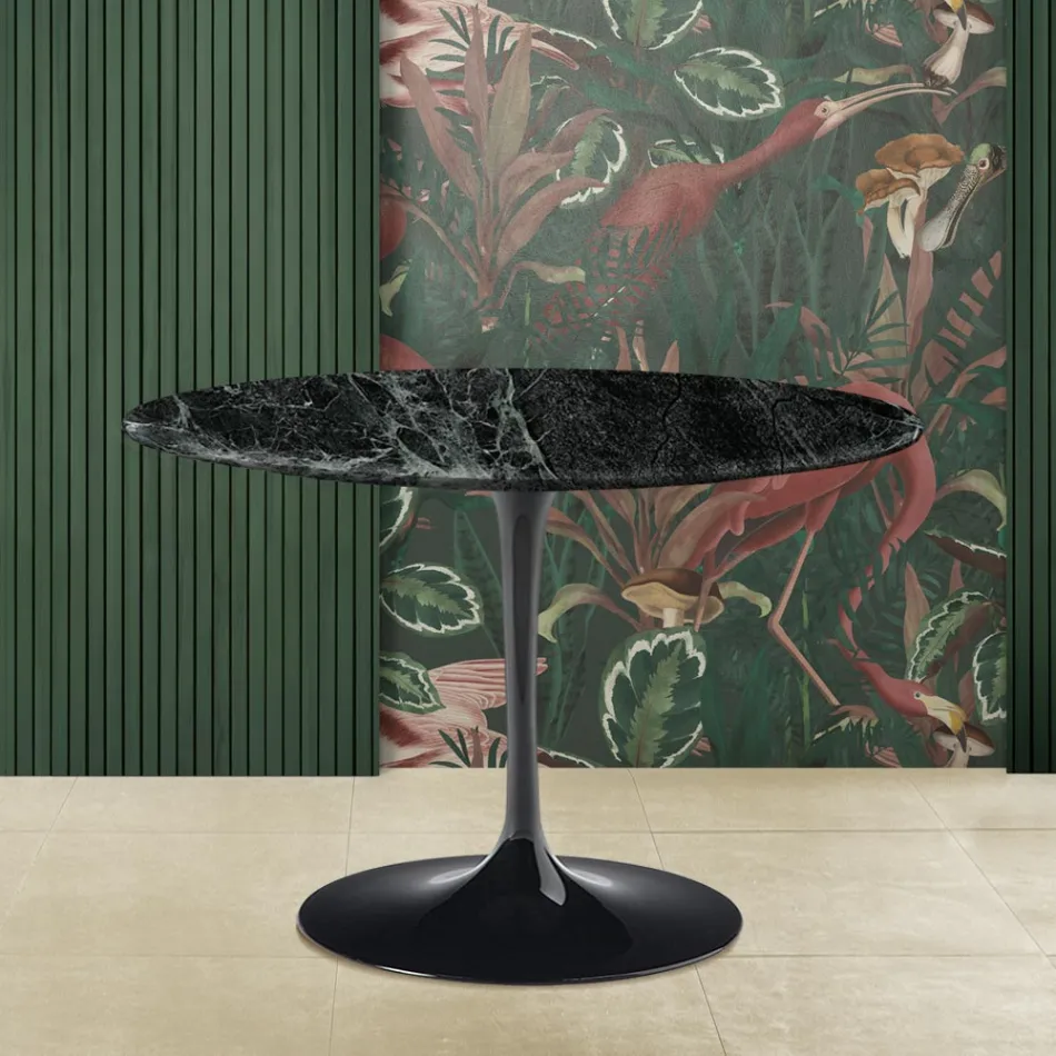 Eero Saarinen Mesa Tulip H 73 con Tapa de Mármol Verde Alpi Made in Italy - Escarlata Viadurini
