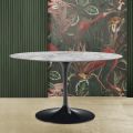 Eero Saarinen Mesa Tulip H 74 con Tapa Ovalada en Mármol Arabescato Made in Italy - Scarlet
