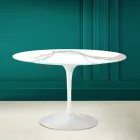 Mesa Tulip Eero Saarinen H 73 en Calacatta Michelangelo Made in Italy - Escarlata Viadurini