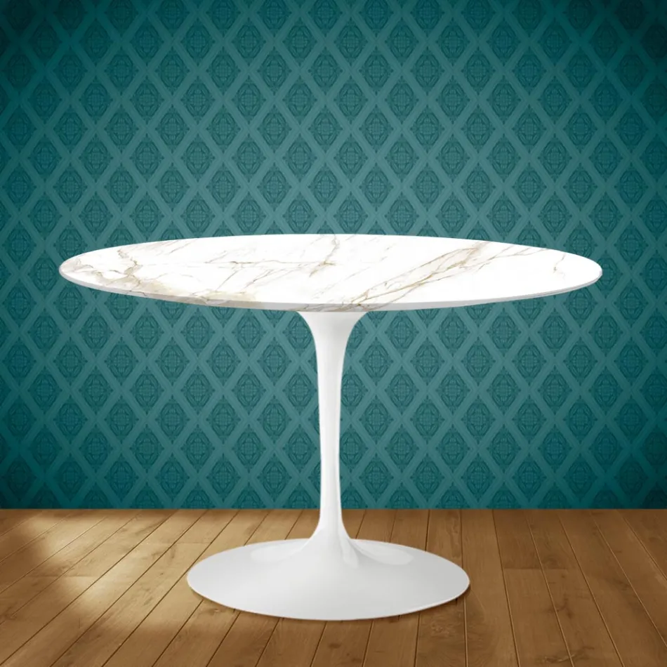 Mesa Tulip Eero Saarinen H 73 en Cerámica Entzo Made in Italy - Escarlata Viadurini