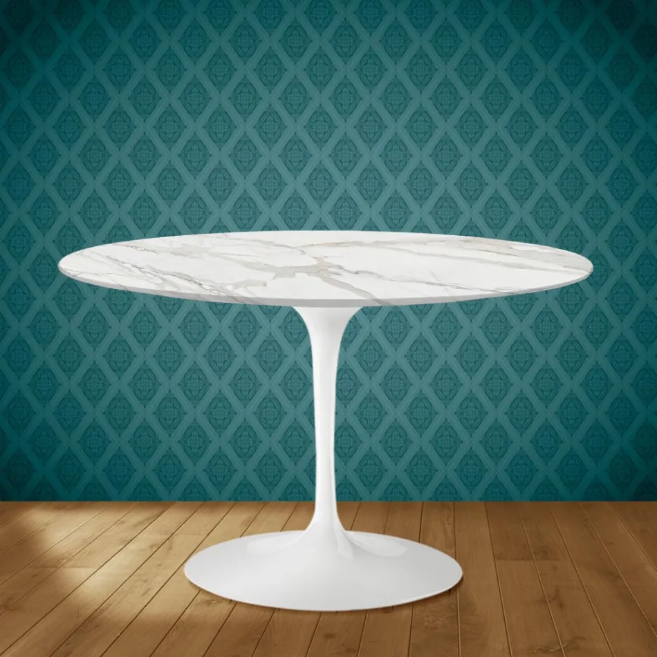 Mesa Tulip Eero Saarinen H 73 en Cerámica Morpheus Made in Italy - Escarlata Viadurini