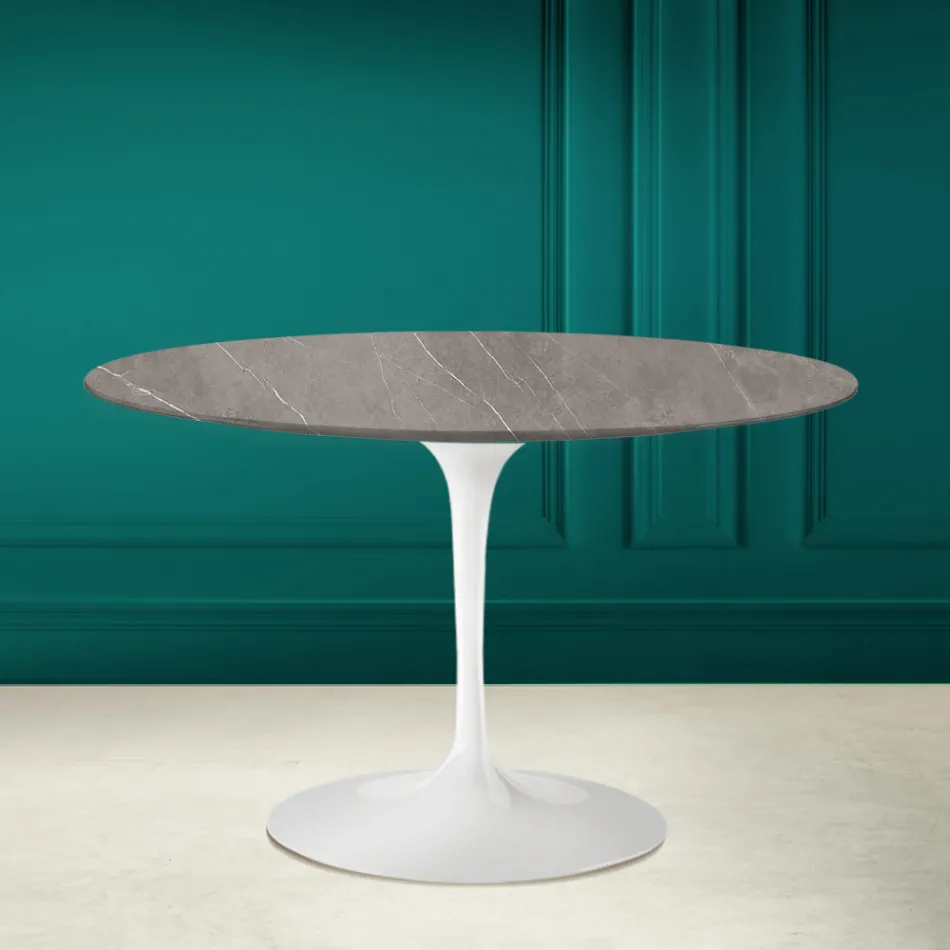 Mesa Tulip Eero Saarinen H 73 en Cerámica Pietra Gris Made in Italy - Escarlata Viadurini