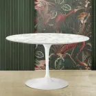 Mesa Tulip Eero Saarinen H 73 en Mármol de Carrara Made in Italy Viadurini