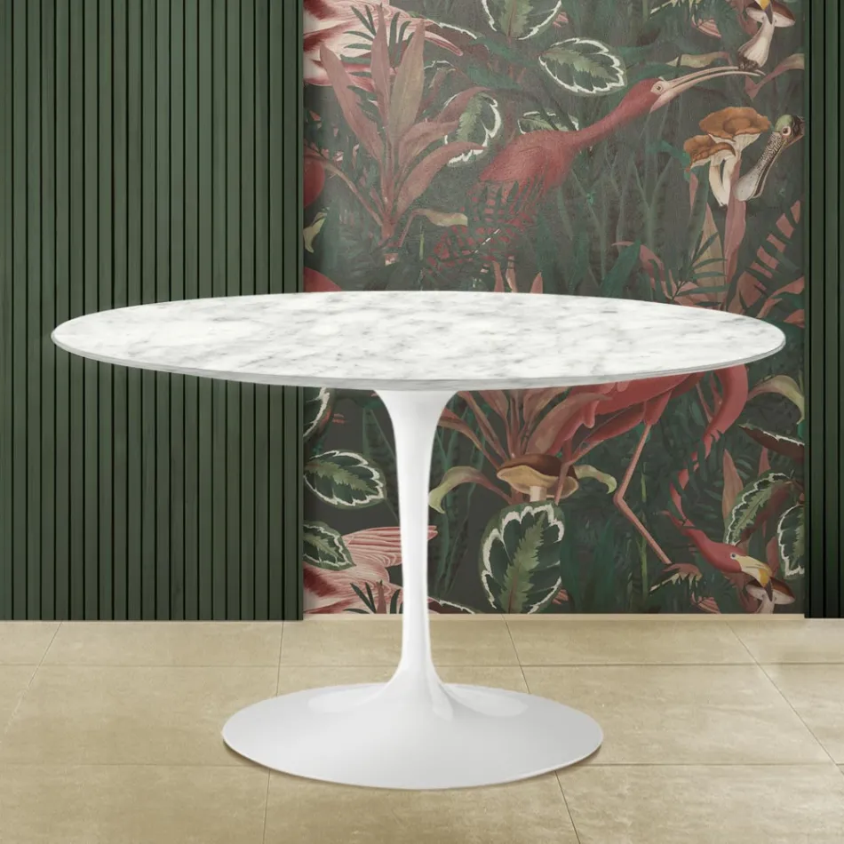 Mesa Tulip Eero Saarinen H 73 en Mármol de Carrara Made in Italy Viadurini