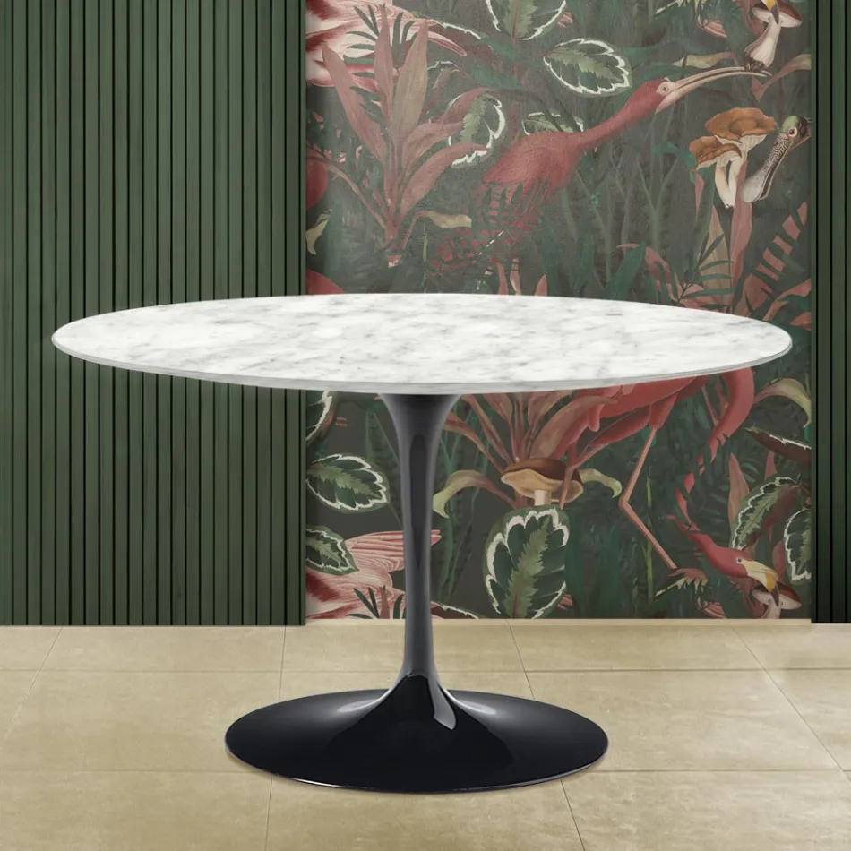 Mesa Tulip Eero Saarinen H 73 en Mármol de Carrara Made in Italy Viadurini