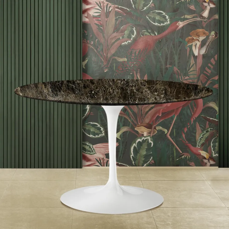 Eero Saarinen Mesa Tulip H 73 en Mármol Emperador Oscuro Made in Italy Viadurini
