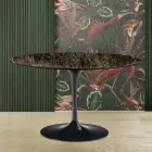 Eero Saarinen H 73 Mesa Tulip en Mármol Emperador Oscuro Made in Italy Viadurini