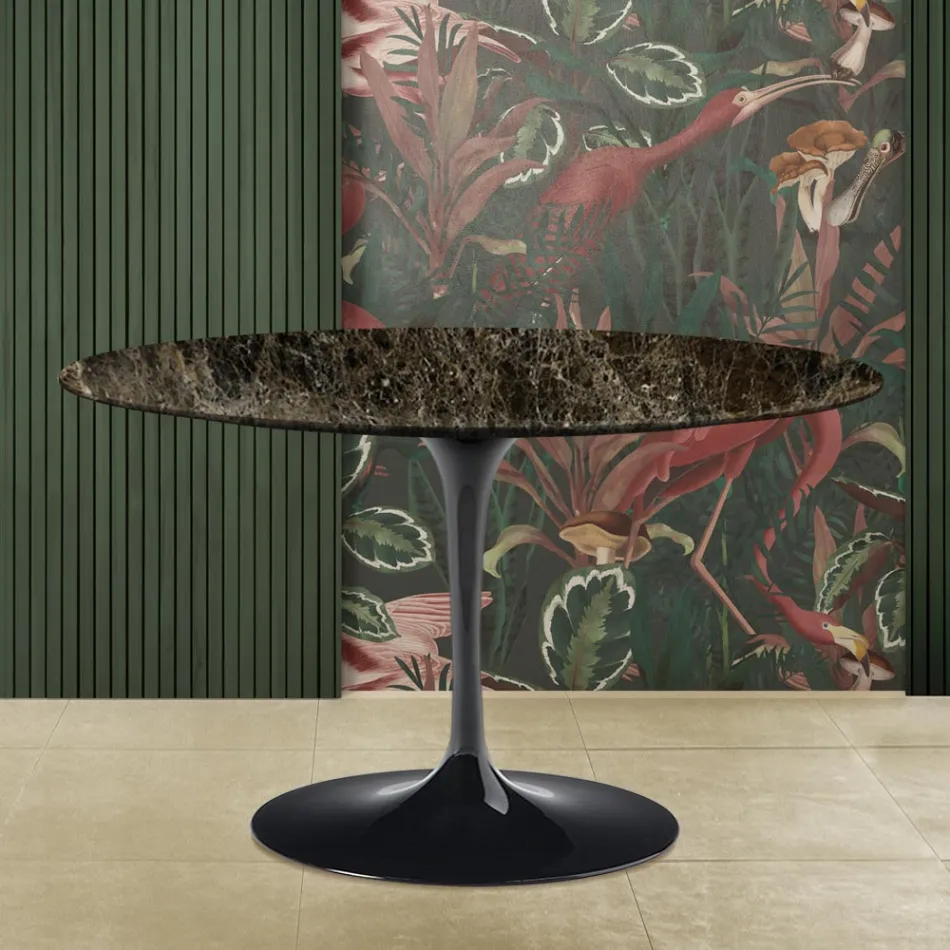 Eero Saarinen H 73 Mesa Tulip en Mármol Emperador Oscuro Made in Italy Viadurini