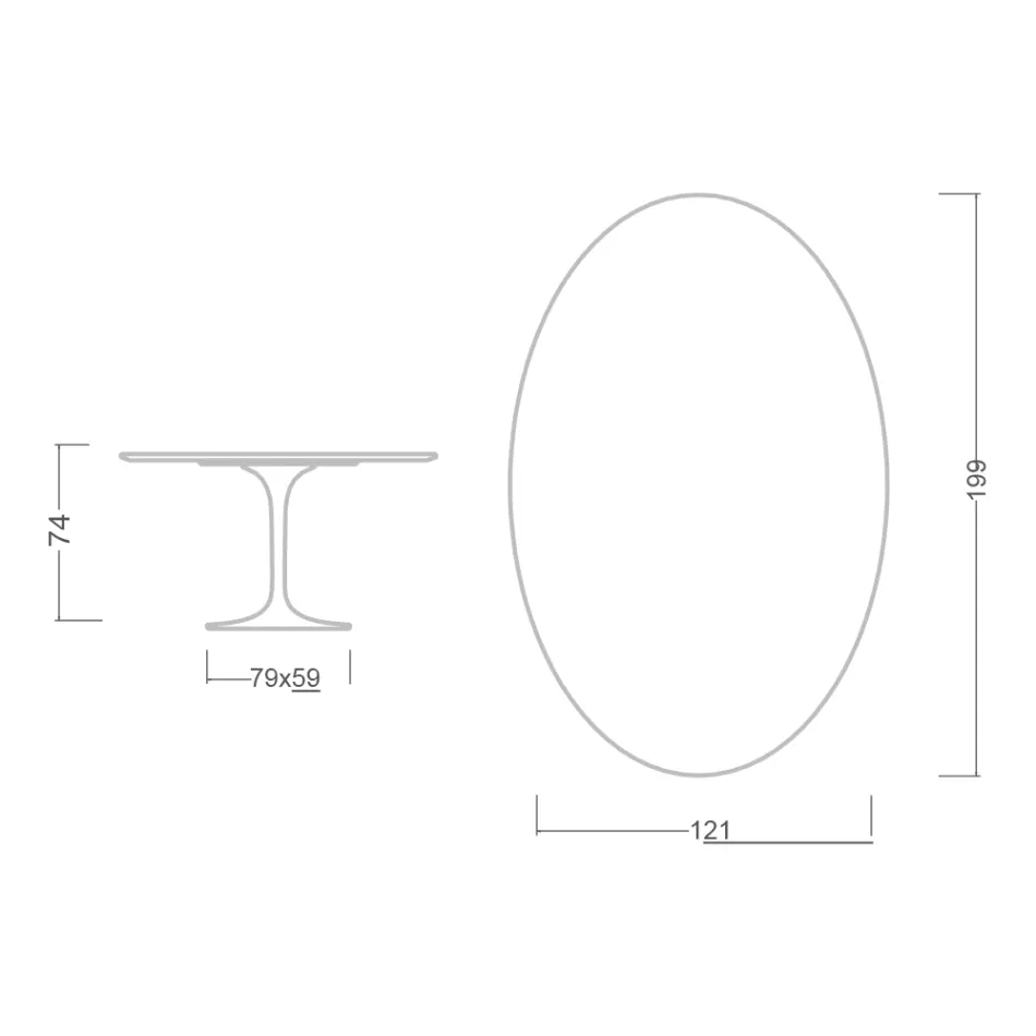 Mesa Tulip Eero Saarinen H 73 Ovalada en Cerámica Blanco Absoluto Made in Italy - Escarlata Viadurini