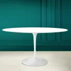 Mesa Tulip Eero Saarinen H 73 Ovalada en Cerámica Blanco Absoluto Made in Italy - Escarlata Viadurini