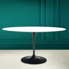 Mesa Tulip Eero Saarinen H 73 Ovalada en Cerámica Blanco Absoluto Made in Italy - Escarlata Viadurini