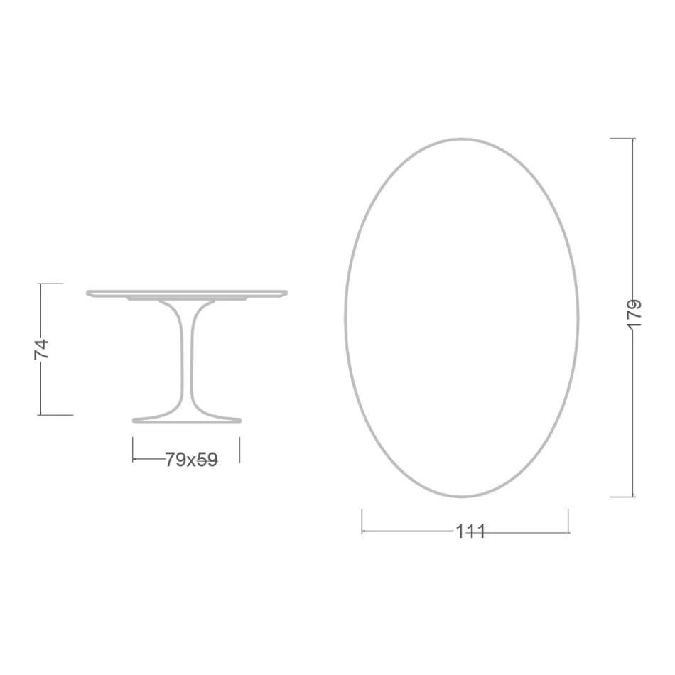Mesa Tulip Eero Saarinen H 73 Ovalada en Cerámica Entzo Made in Italy - Escarlata Viadurini