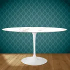 Mesa Tulip Eero Saarinen H 73 Ovalada en Cerámica Entzo Made in Italy - Escarlata Viadurini