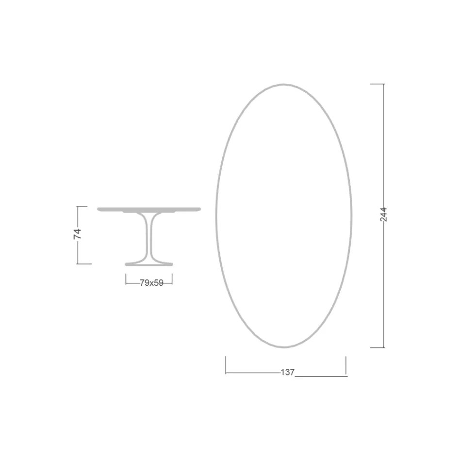 Mesa Tulip Eero Saarinen H 73 Ovalada en Cerámica Marquinia Made in Italy - Escarlata Viadurini