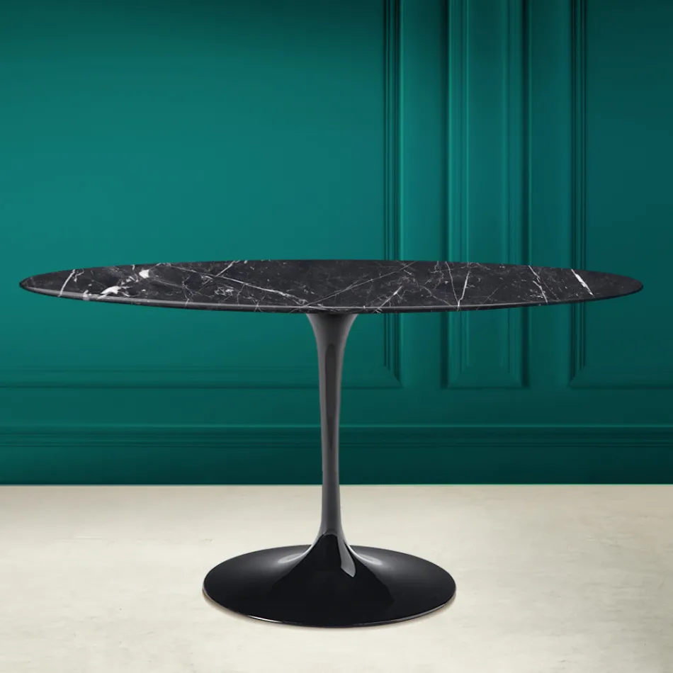 Mesa Tulip Eero Saarinen H 73 Ovalada en Cerámica Marquinia Made in Italy - Escarlata Viadurini