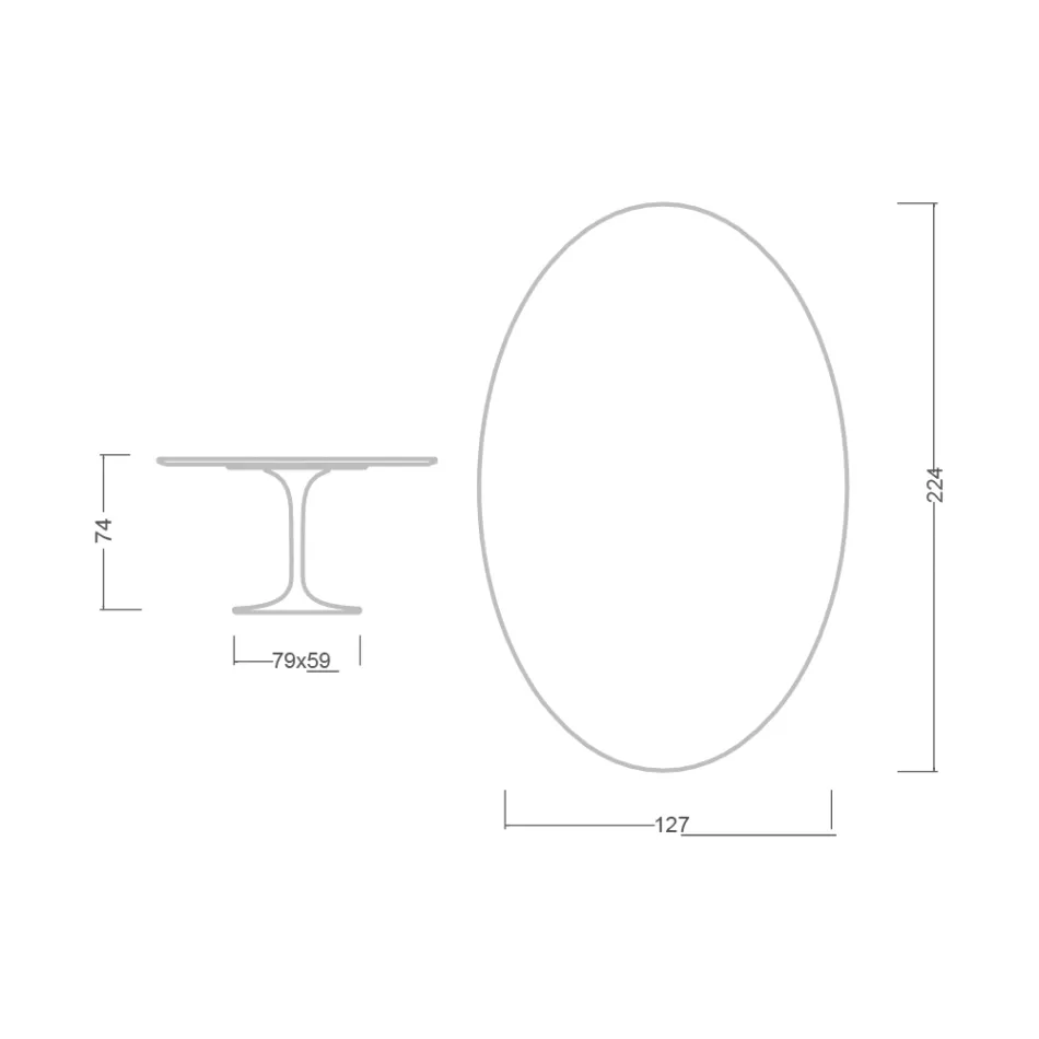 Mesa Tulip Eero Saarinen H 73 Ovalada en Cerámica Negro Absoluto Made in Italy - Escarlata Viadurini