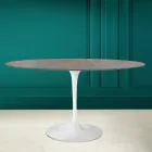 Mesa Tulip Eero Saarinen H 73 Ovalada en Cerámica Pietra Gris Made in Italy - Escarlata Viadurini