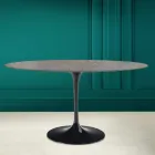 Mesa Tulip Eero Saarinen H 73 Ovalada en Cerámica Pietra Gris Made in Italy - Escarlata Viadurini