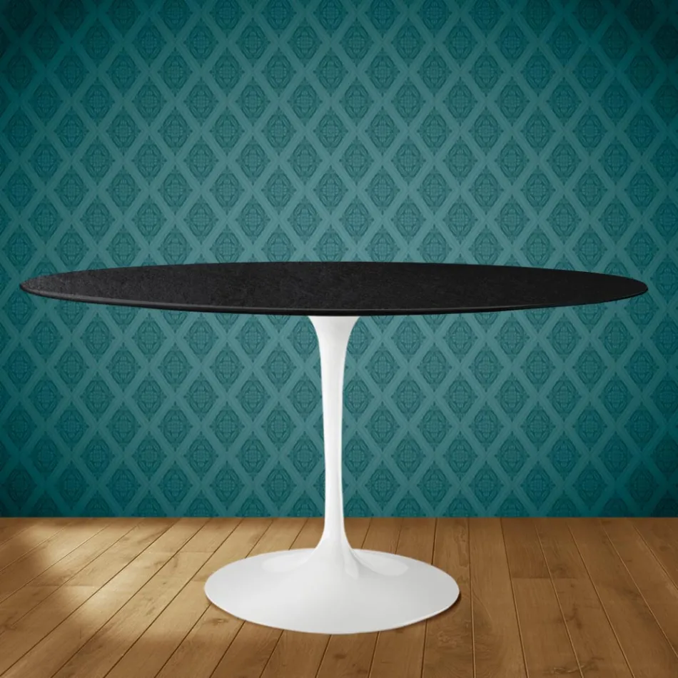 Mesa Tulip Eero Saarinen H 73 Ovalada en Cerámica Sirius Made in Italy - Escarlata Viadurini