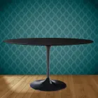 Mesa Tulip Eero Saarinen H 73 Ovalada en Cerámica Sirius Made in Italy - Escarlata Viadurini
