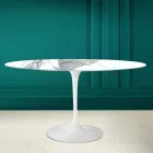 Mesa Tulip Eero Saarinen H 73 Ovalada en Cerámica Statuario Altissimo Made in Italy - Escarlata Viadurini