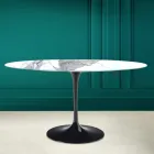 Mesa Tulip Eero Saarinen H 73 Ovalada en Cerámica Statuario Altissimo Made in Italy - Escarlata Viadurini