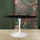 Eero Saarinen Mesa Tulip H 73 Ovalada en Marmol Negro Marquinia Made in Italy - Escarlata Viadurini